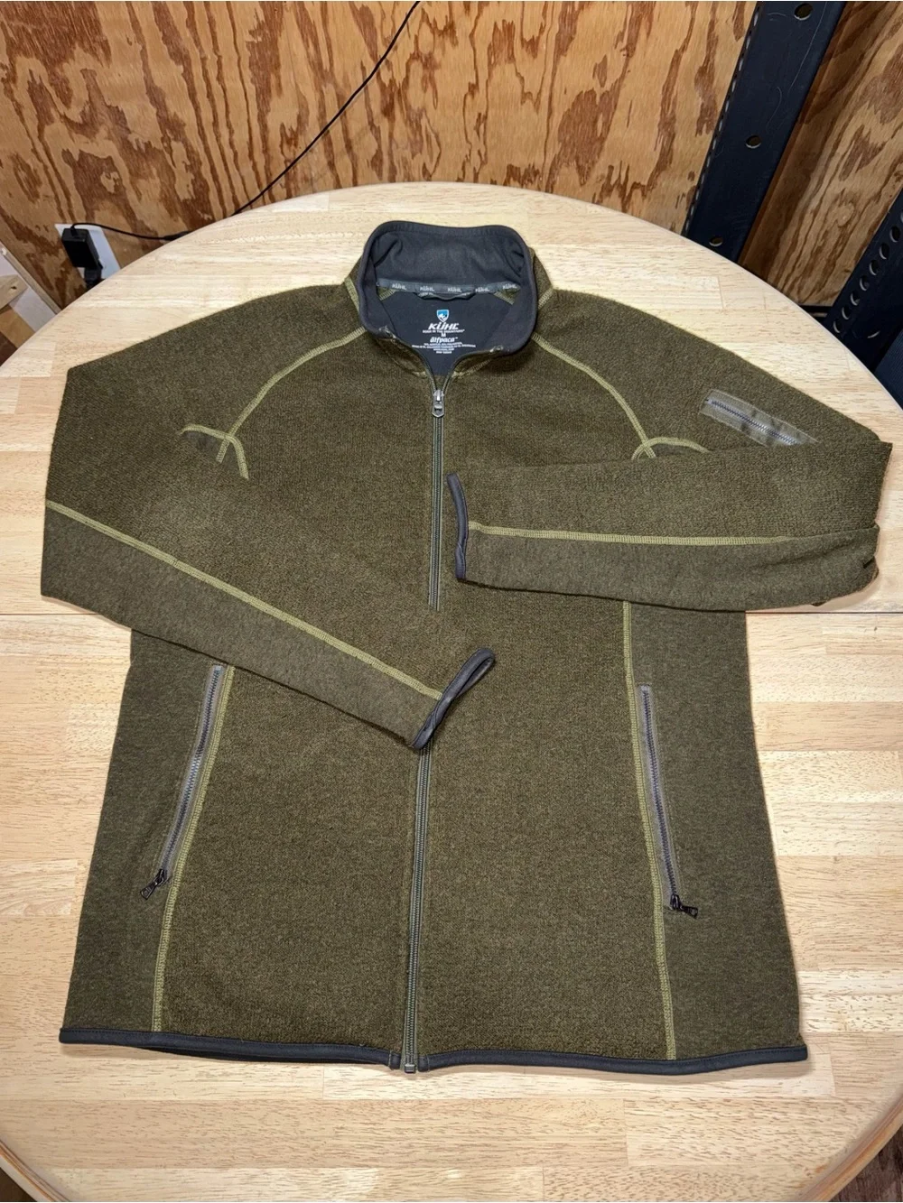Kuhl Alfpaca Kashmira Jacket Hiking Mens Medium Green Fleece Full Zip Thumbholes